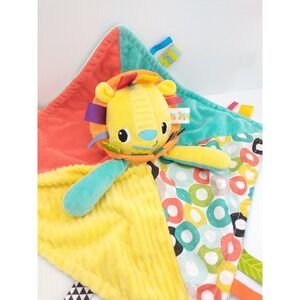 Bright Starts Lion‎ Lovey Plush Baby Security Blanket W/ Colorful Tags